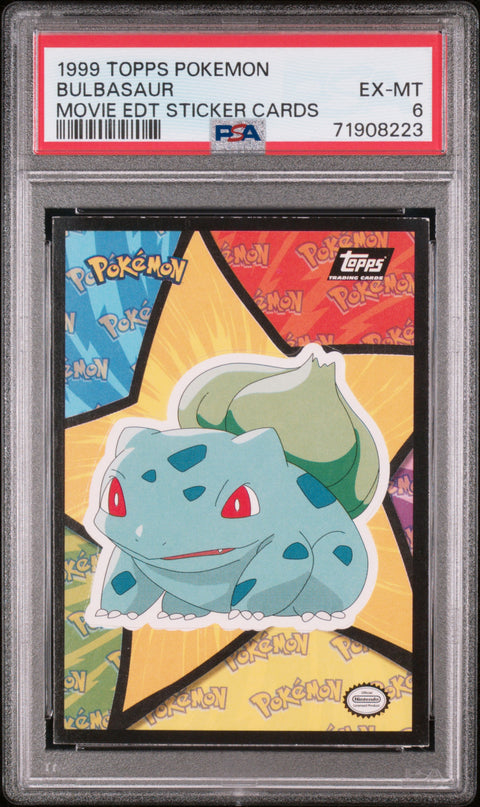 1999 Topps Pokemon The Movie Edt Sticker Cards Bulbasaur Movie PSA 6