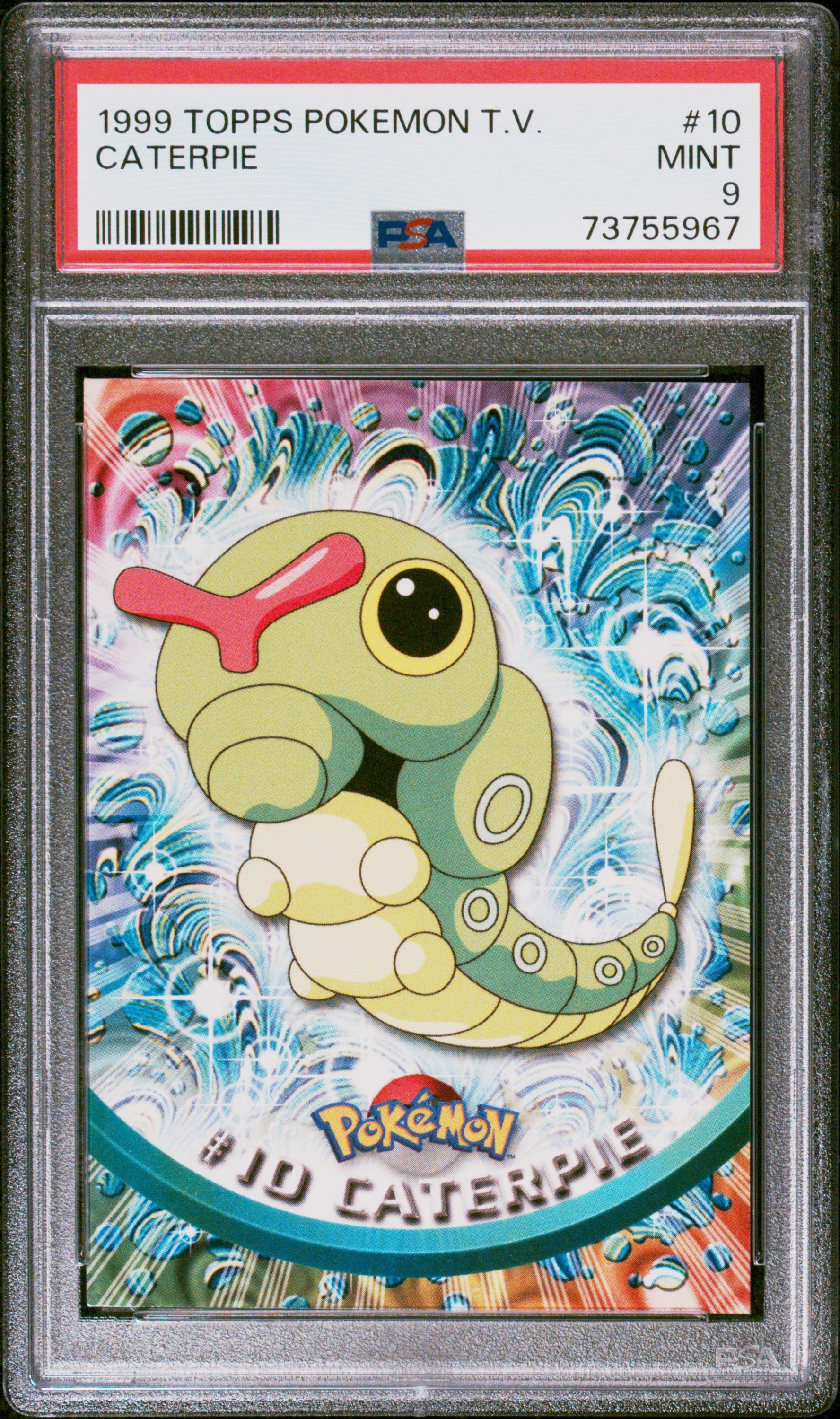 1999 Topps Pokemon Tv #10 Caterpie PSA 9