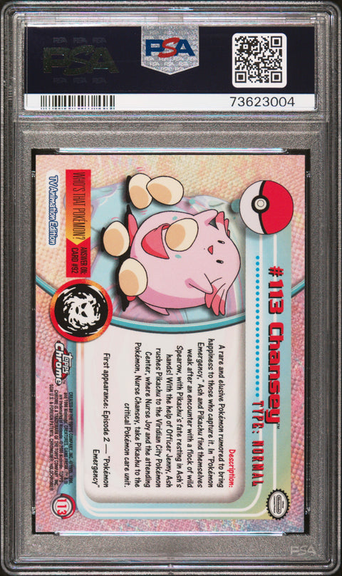 2000 Topps Chrome Pokemon T.V. #113 Chansey Pokemon T.V. PSA 9