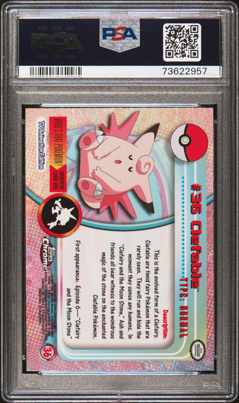 2000 Topps Chrome Pokemon T.V. #36 Clefable Pokemon T.V. PSA 10