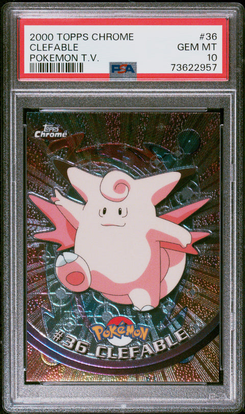 2000 Topps Chrome Pokemon T.V. #36 Clefable Pokemon T.V. PSA 10