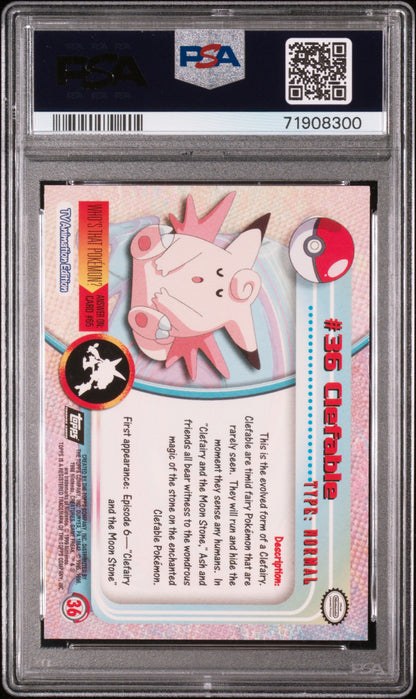 1999 Topps Pokemon Tv #36 Clefable Foil PSA 7