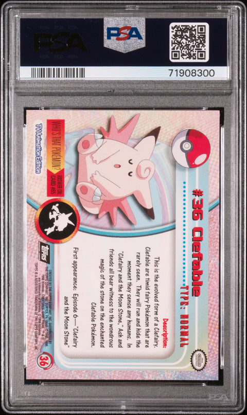 1999 Topps Pokemon Tv #36 Clefable Foil PSA 7