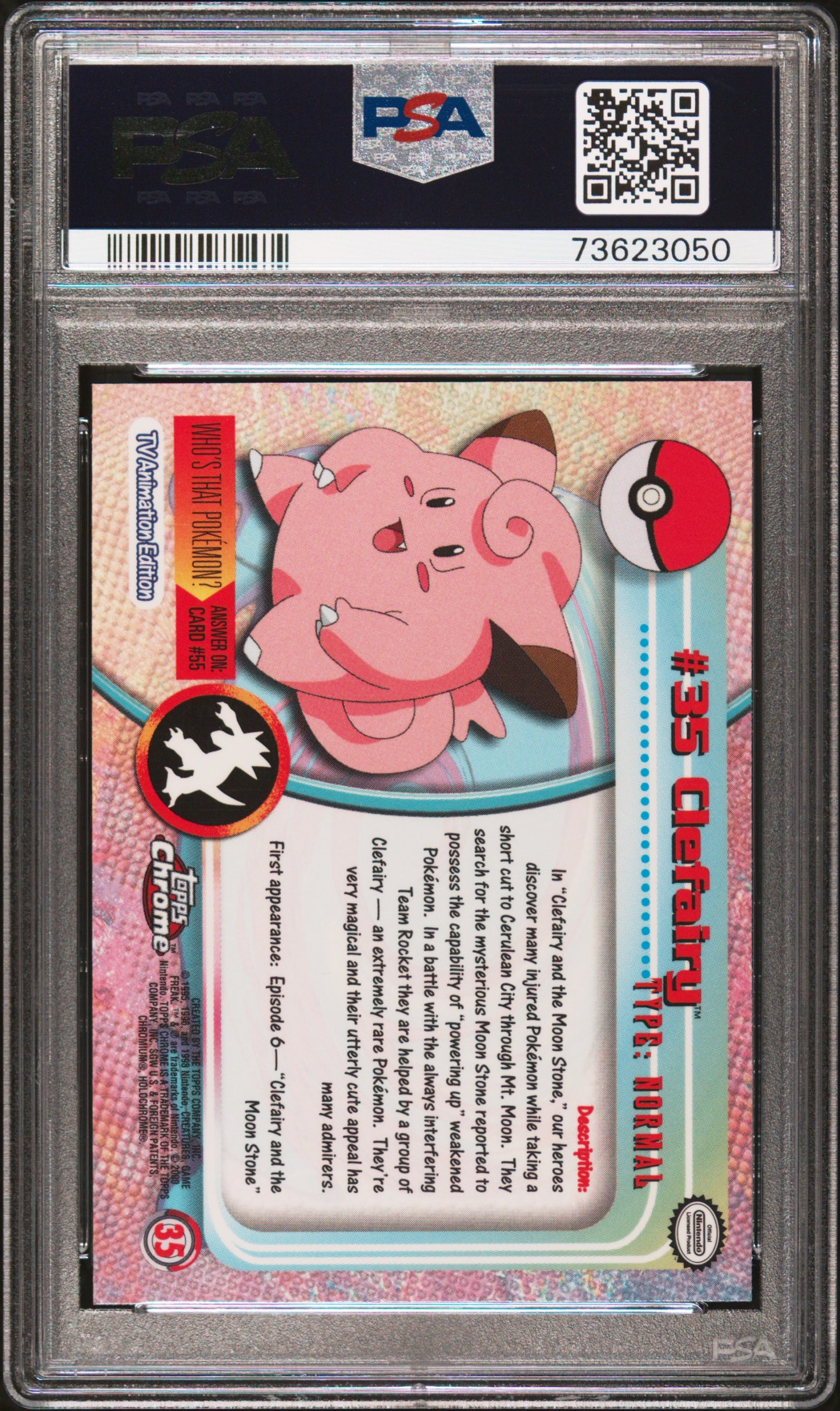 2000 Topps Chrome Pokemon T.V. #35 Clefairy Pokemon T.V. PSA 7
