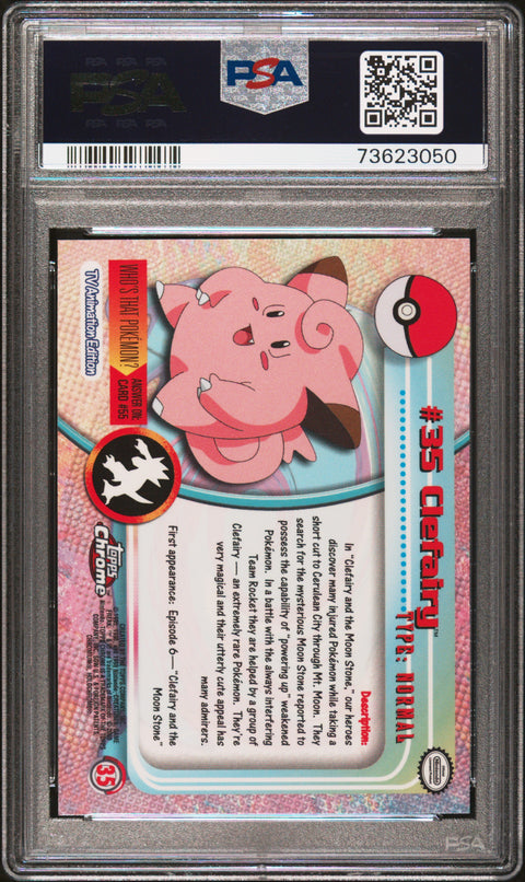 2000 Topps Chrome Pokemon T.V. #35 Clefairy Pokemon T.V. PSA 7