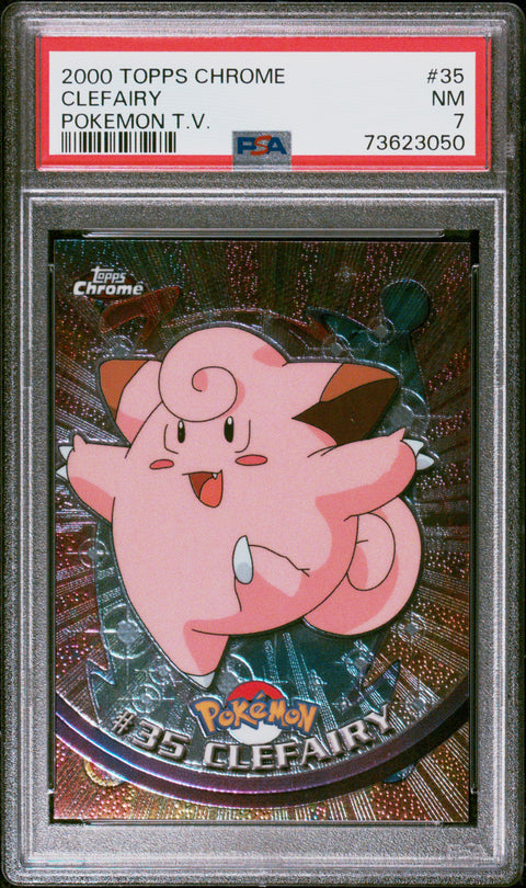 2000 Topps Chrome Pokemon T.V. #35 Clefairy Pokemon T.V. PSA 7