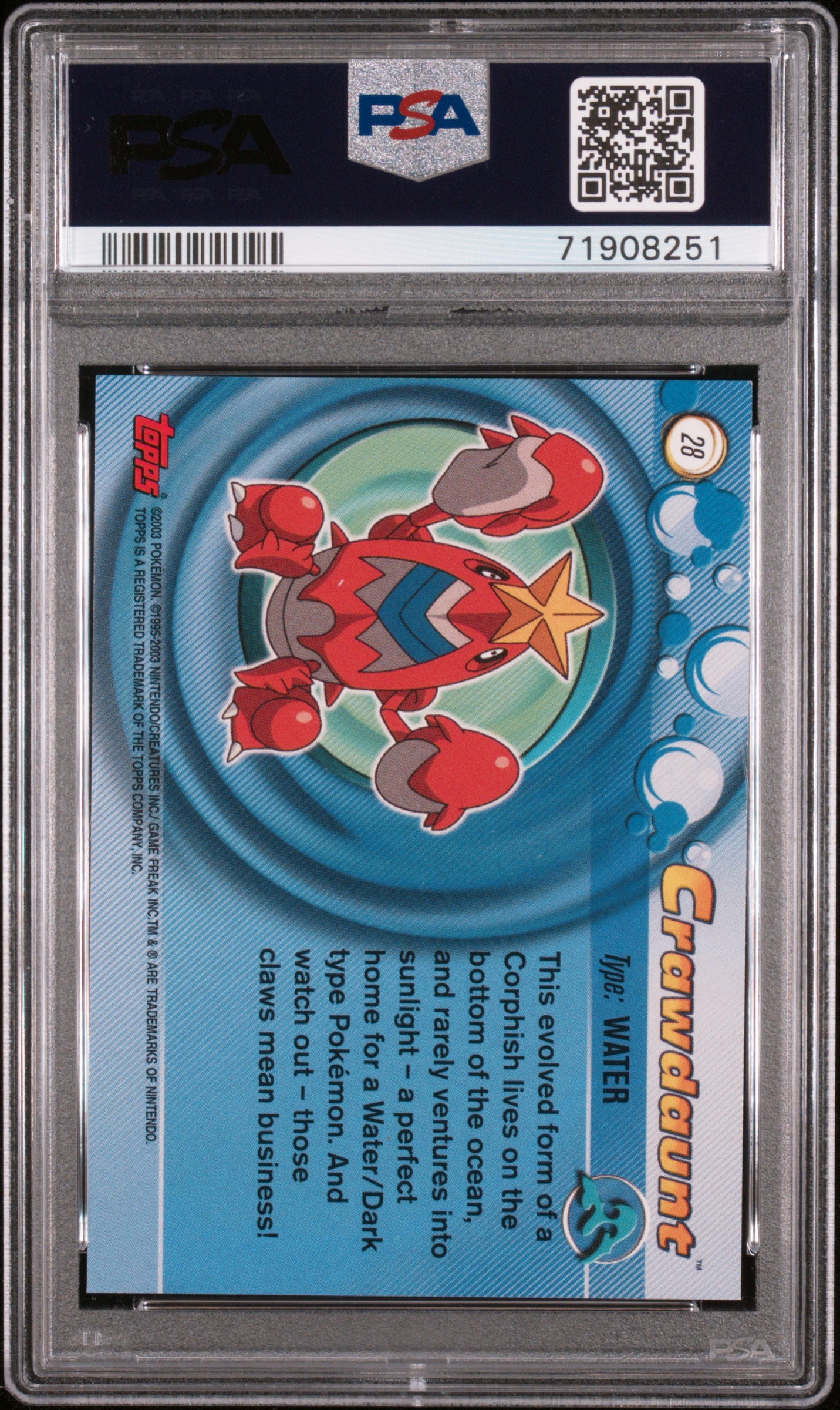 2003 Topps Pokemon Advanced #28 Crawdaunt Advanced PSA 10