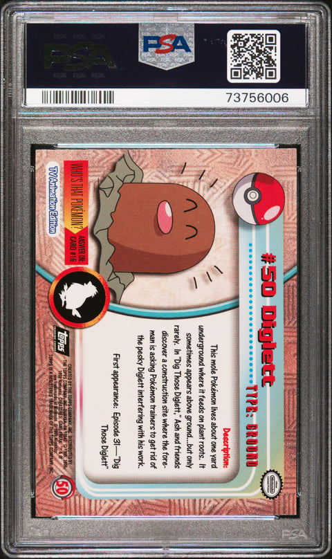 1999 Topps Pokemon Tv #50 Diglett PSA 9