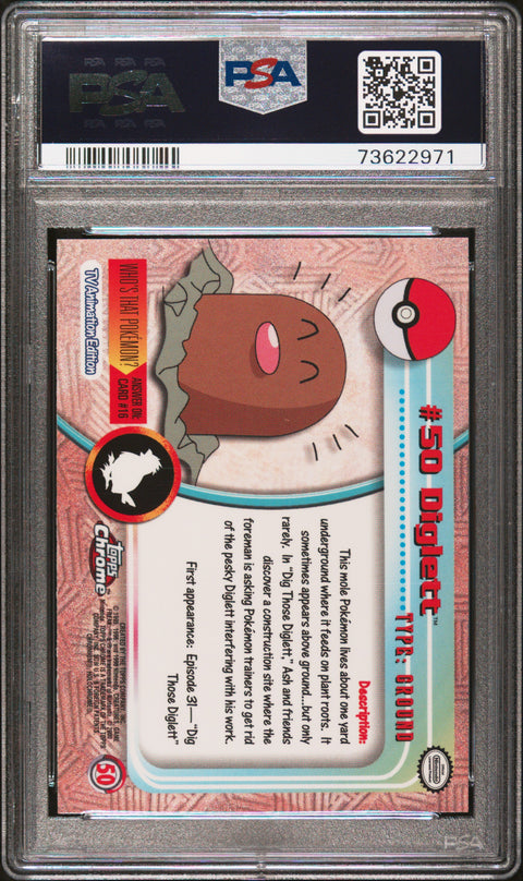 2000 Topps Chrome Pokemon T.V. #50 Diglett Pokemon T.V. PSA 9