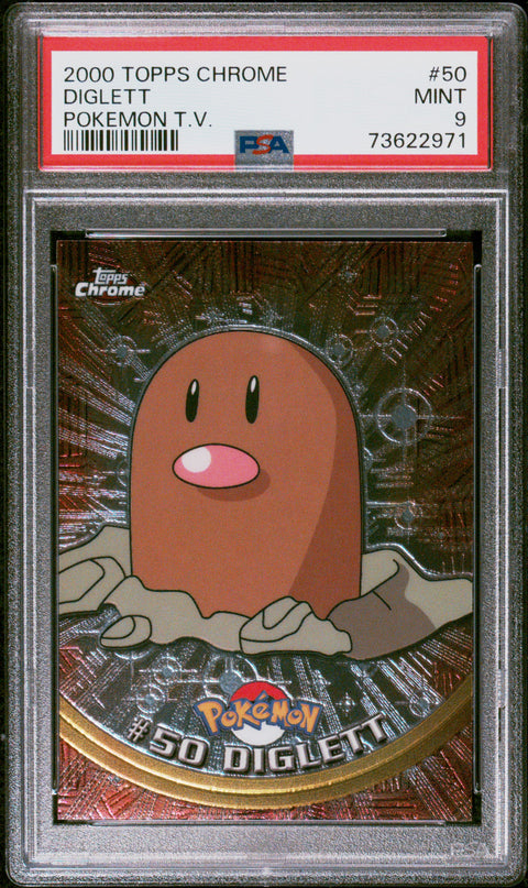 2000 Topps Chrome Pokemon T.V. #50 Diglett Pokemon T.V. PSA 9