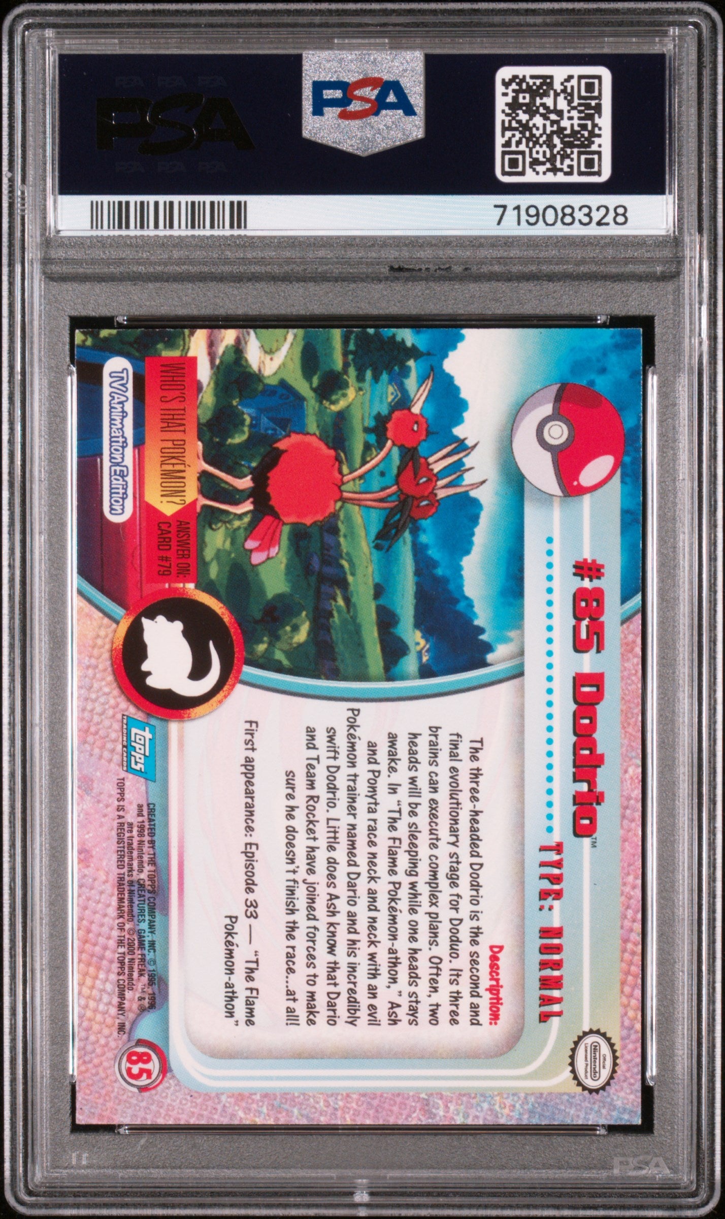 2000 Topps Pokemon Tv Animation Series 2 #85 Dodrio Foil PSA 5