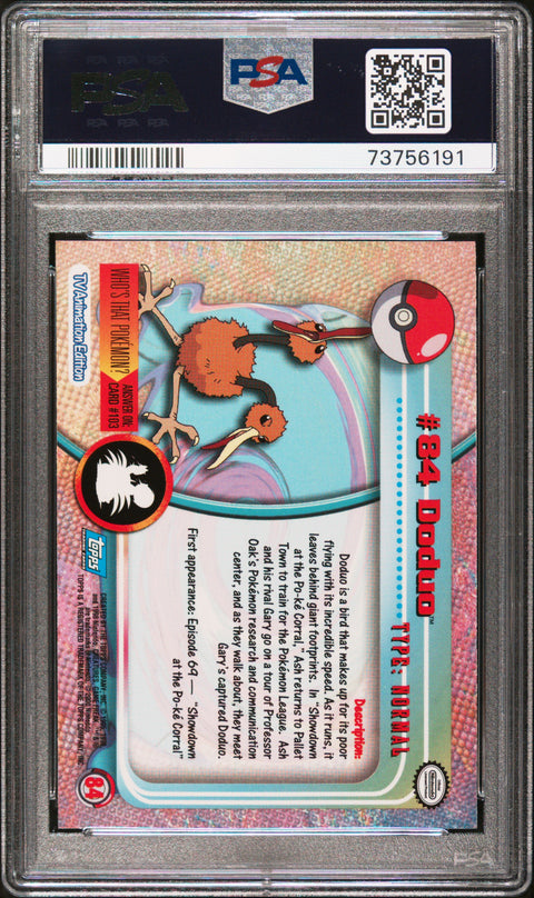 2000 Topps Pokemon Tv Animation Series 2 #84 Doduo Animation Series 2 PSA 6