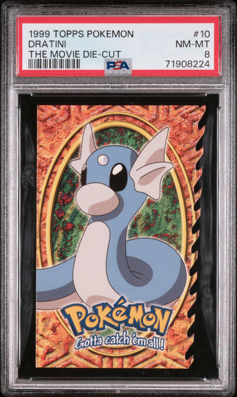 1999 Topps Pokemon The Movie Die-Cut #10 Dratini The Movie Die-Cut PSA 8