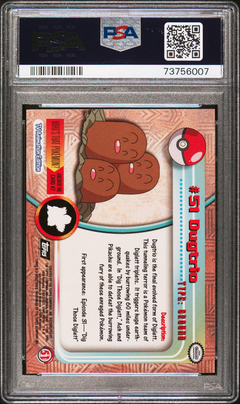 1999 Topps Pokemon Tv #51 Dugtrio PSA 9