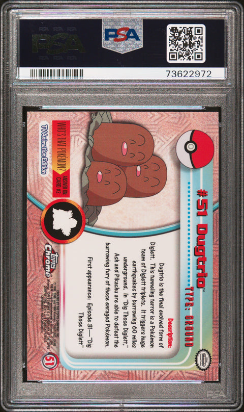 2000 Topps Chrome Pokemon T.V. #51 Dugtrio Pokemon T.V. PSA 8