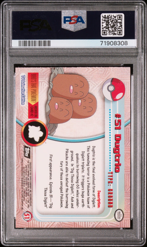 1999 Topps Pokemon Tv #51 Dugtrio Foil PSA 8