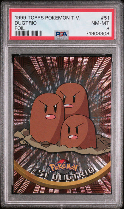 1999 Topps Pokemon Tv #51 Dugtrio Foil PSA 8