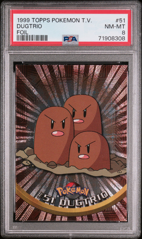 1999 Topps Pokemon Tv #51 Dugtrio Foil PSA 8