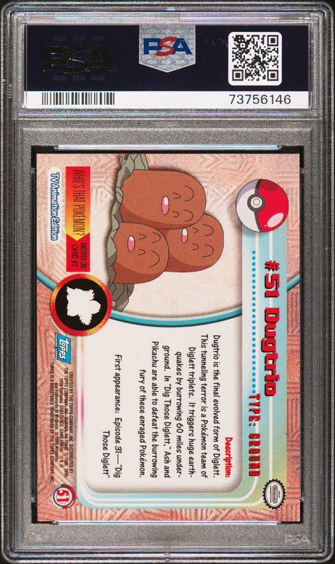 1999 Topps Pokemon Tv #51 Dugtrio PSA 8