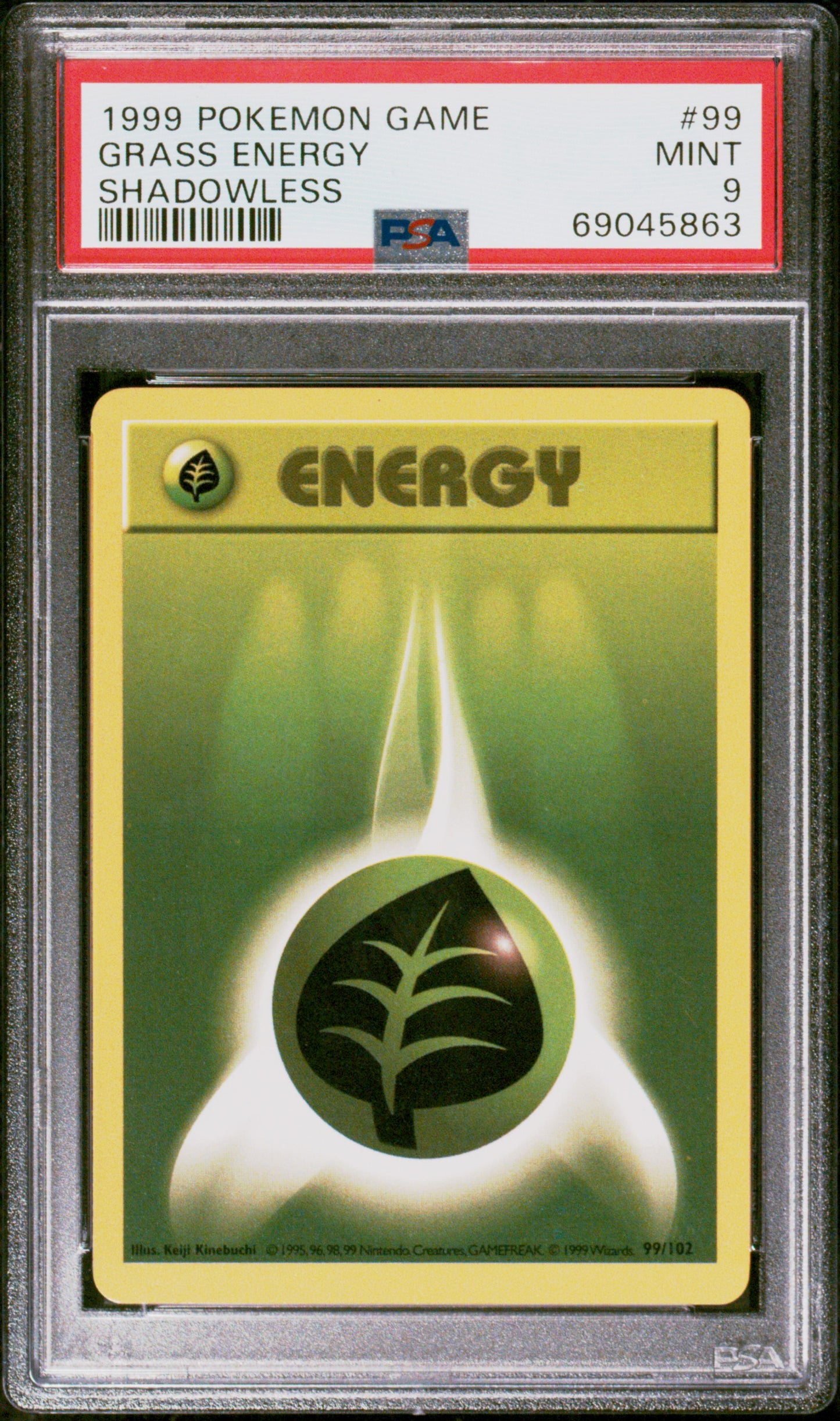 1999 Pokemon Game #99 Grass Energy Shadowless PSA 9