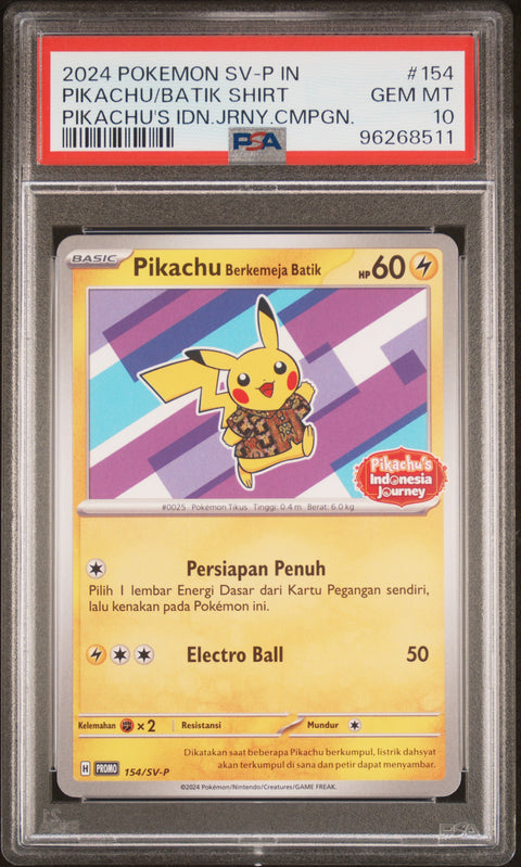 2024 Pokemon Indonesian Sv-P Promo #154 Pikachu/Batik Shirt Pikachu PSA 10