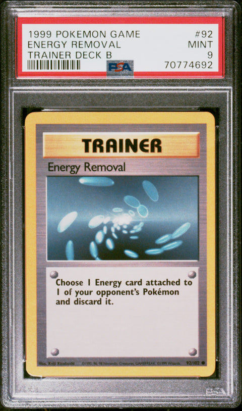 1999 Pokemon Game #92 Energy Removal Trainer Deck B PSA 9
