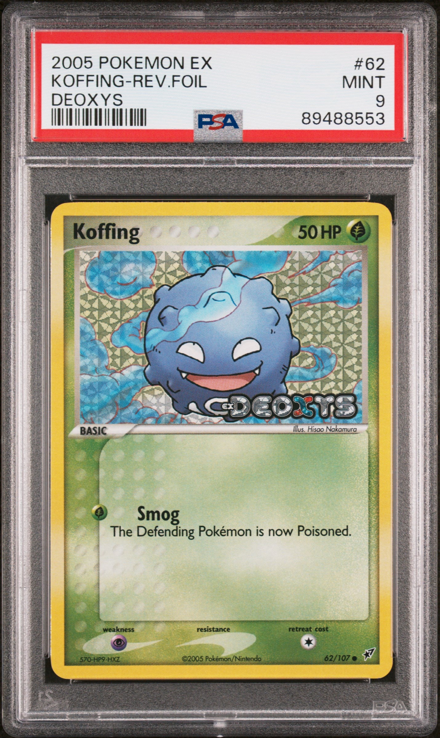 2005 Pokemon Ex Deoxys #62 Koffing-Rev.Foil Deoxys PSA 9