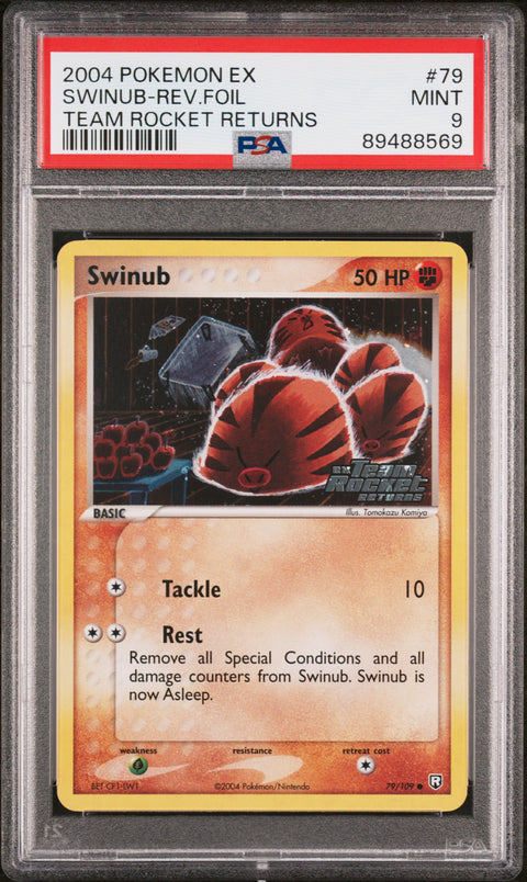 2004 Pokemon Ex Team Rocket Returns #79 Swinub-Rev.Foil PSA 9