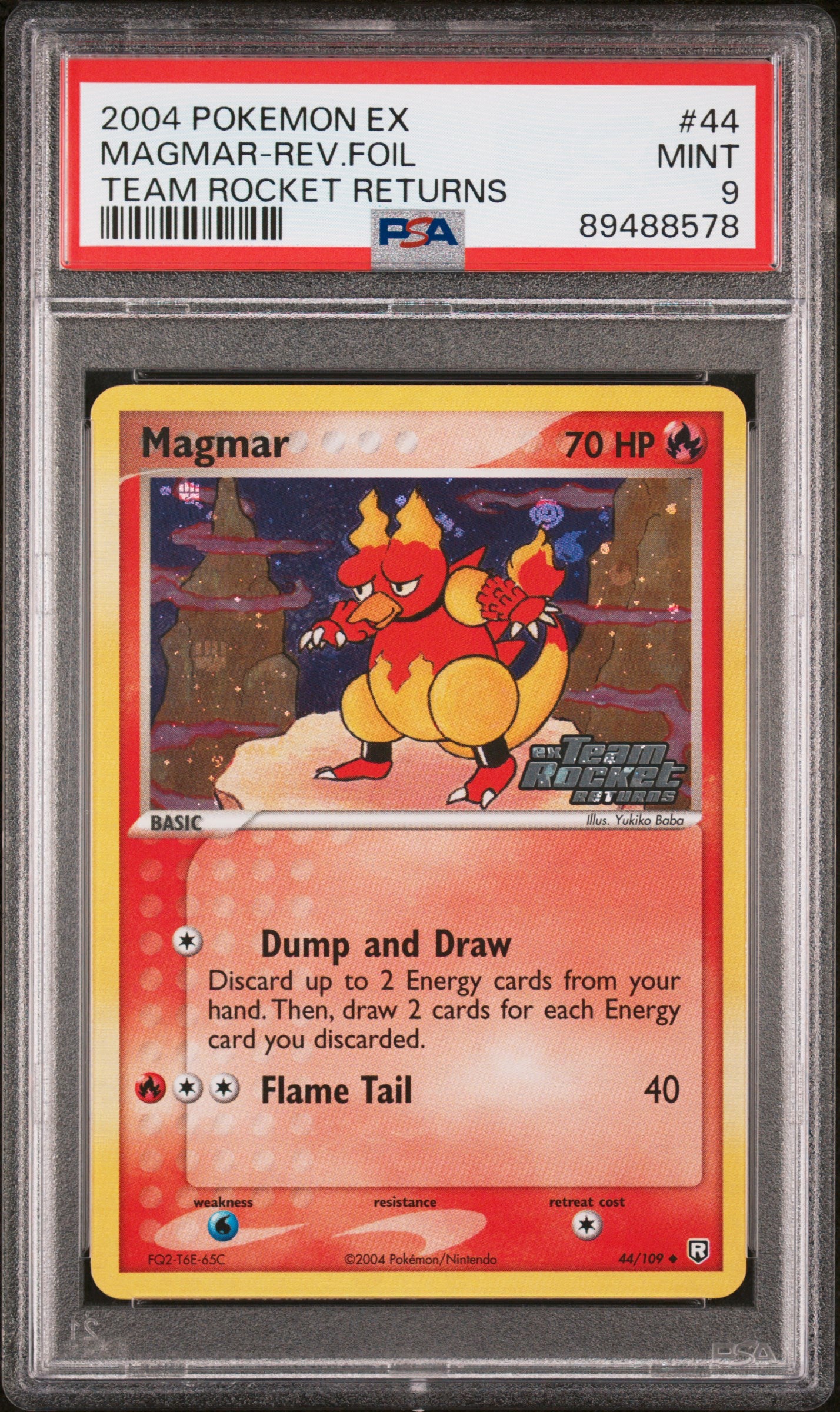 2004 Pokemon Ex Team Rocket Returns #44 Magmar-Rev.Foil PSA 9