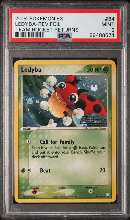 2004 Pokemon Ex Team Rocket Returns #64 Ledyba-Rev.Foil PSA 9