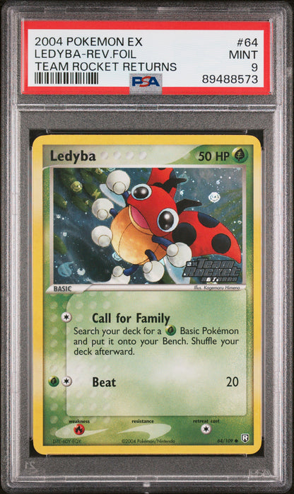 2004 Pokemon Ex Team Rocket Returns #64 Ledyba-Rev.Foil PSA 9