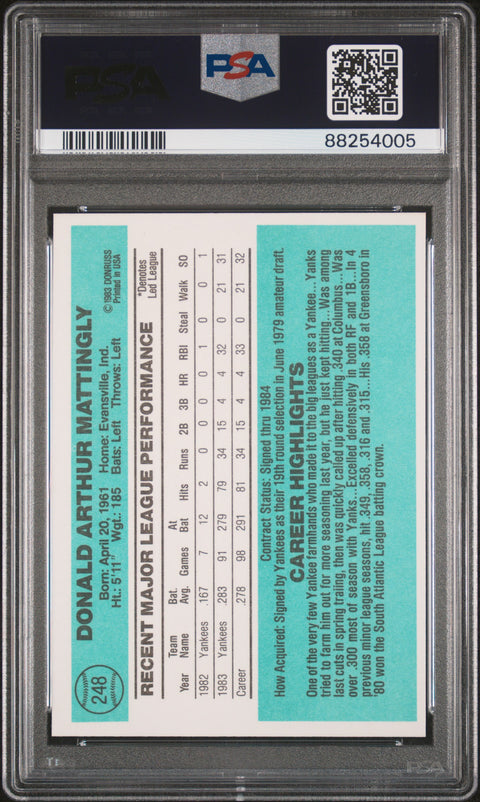 1984 Donruss #248 Don Mattingly PSA 8