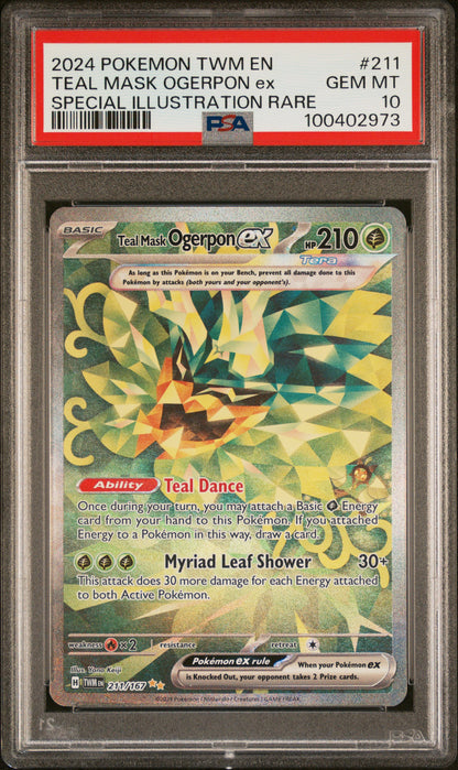 2024 Pokemon Twm En-Twilight Masquerade #211 Teal Mask Ogerpon Ex SiR PSA 10