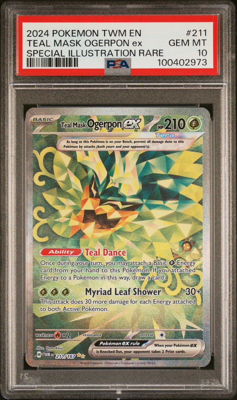 2024 Pokemon Twm En-Twilight Masquerade #211 Teal Mask Ogerpon Ex SiR PSA 10