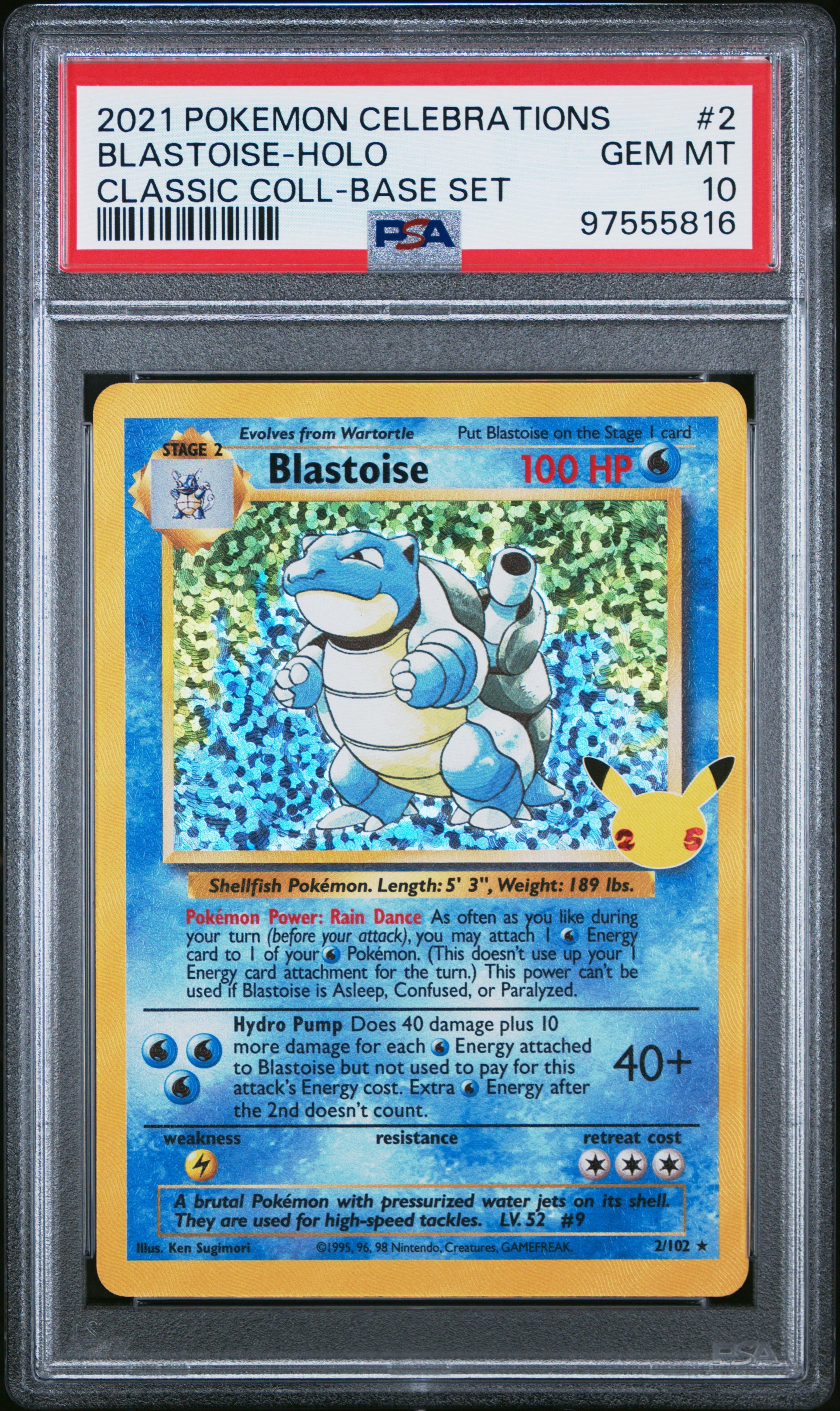 2021 Pokemon Celebrations Classic Collection #2 Blastoise-Holo PSA 10