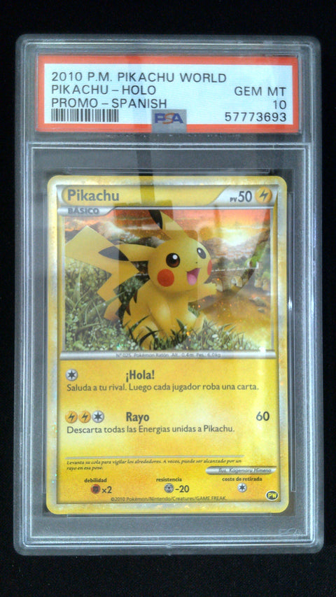 2010 Pokemon Pikachu World Promo Pikachu-Holo Promo-Spanish PSA 10