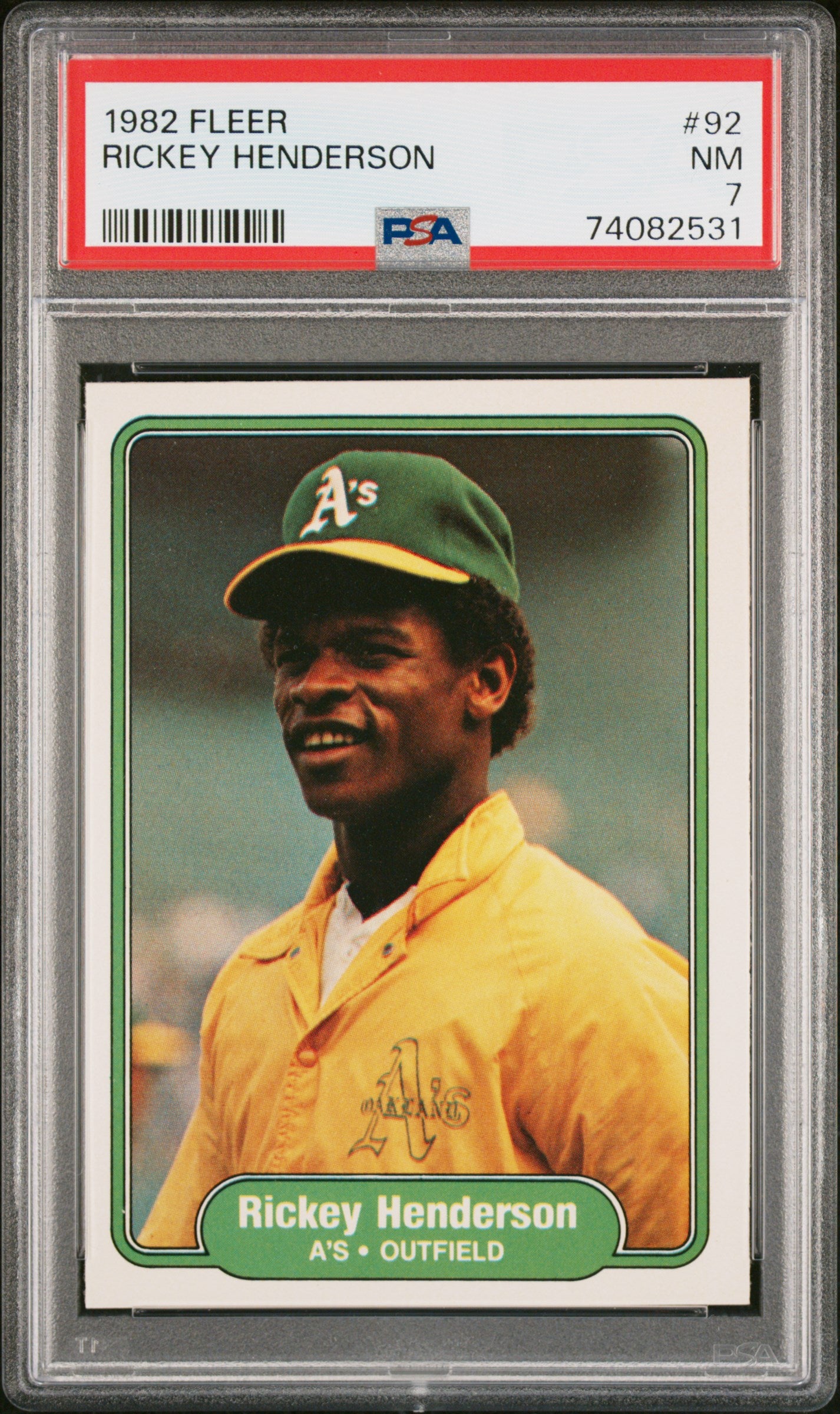 1982 Fleer #92 Rickey Henderson PSA 7