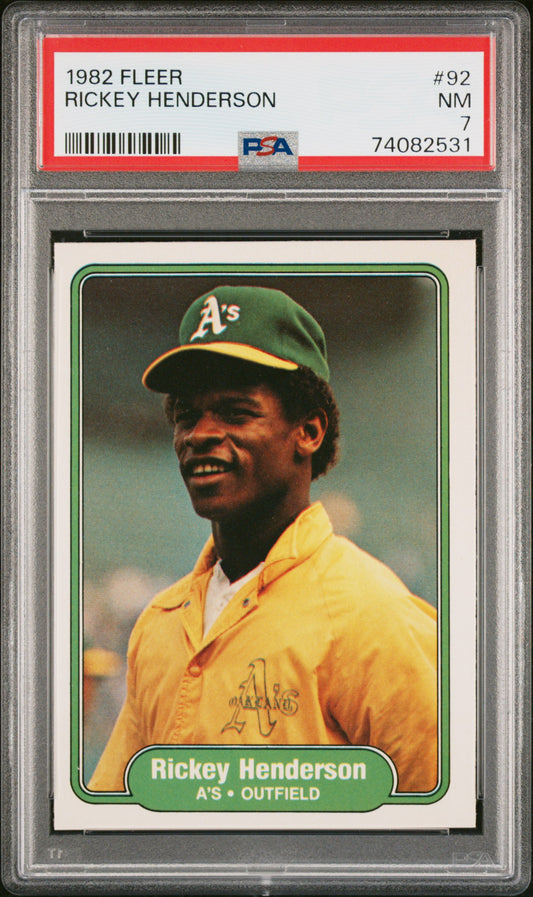 1982 Fleer #92 Rickey Henderson PSA 7