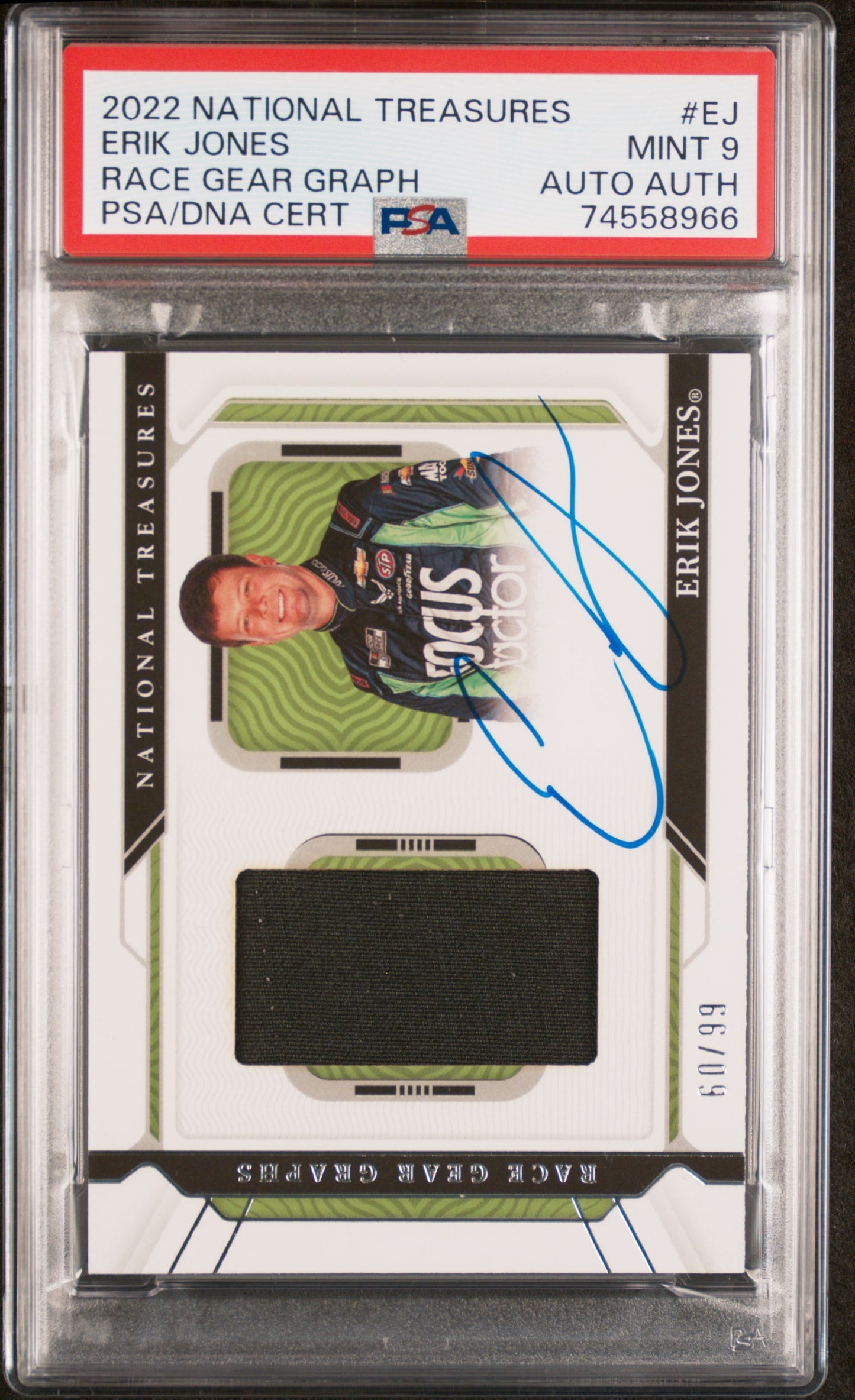 2022 Panini National Treasures Racing #EJ Erik Jones Race Gear Graph PSA 9