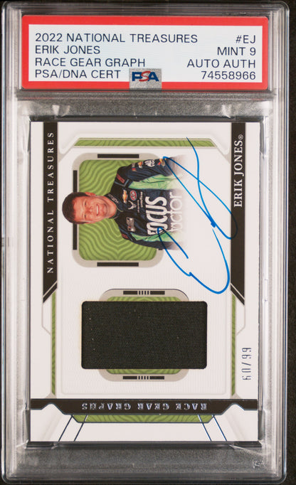 2022 Panini National Treasures Racing #EJ Erik Jones Race Gear Graph PSA 9