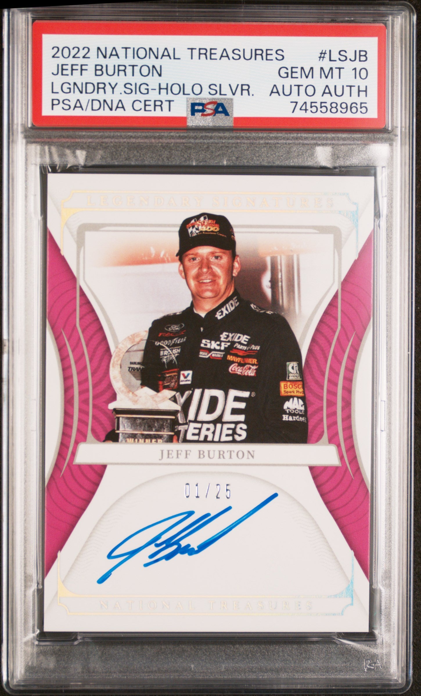 2022 Panini National Treasures Racing Jeff Burton Lgndry.Sig-Holo Slvr. PSA 10