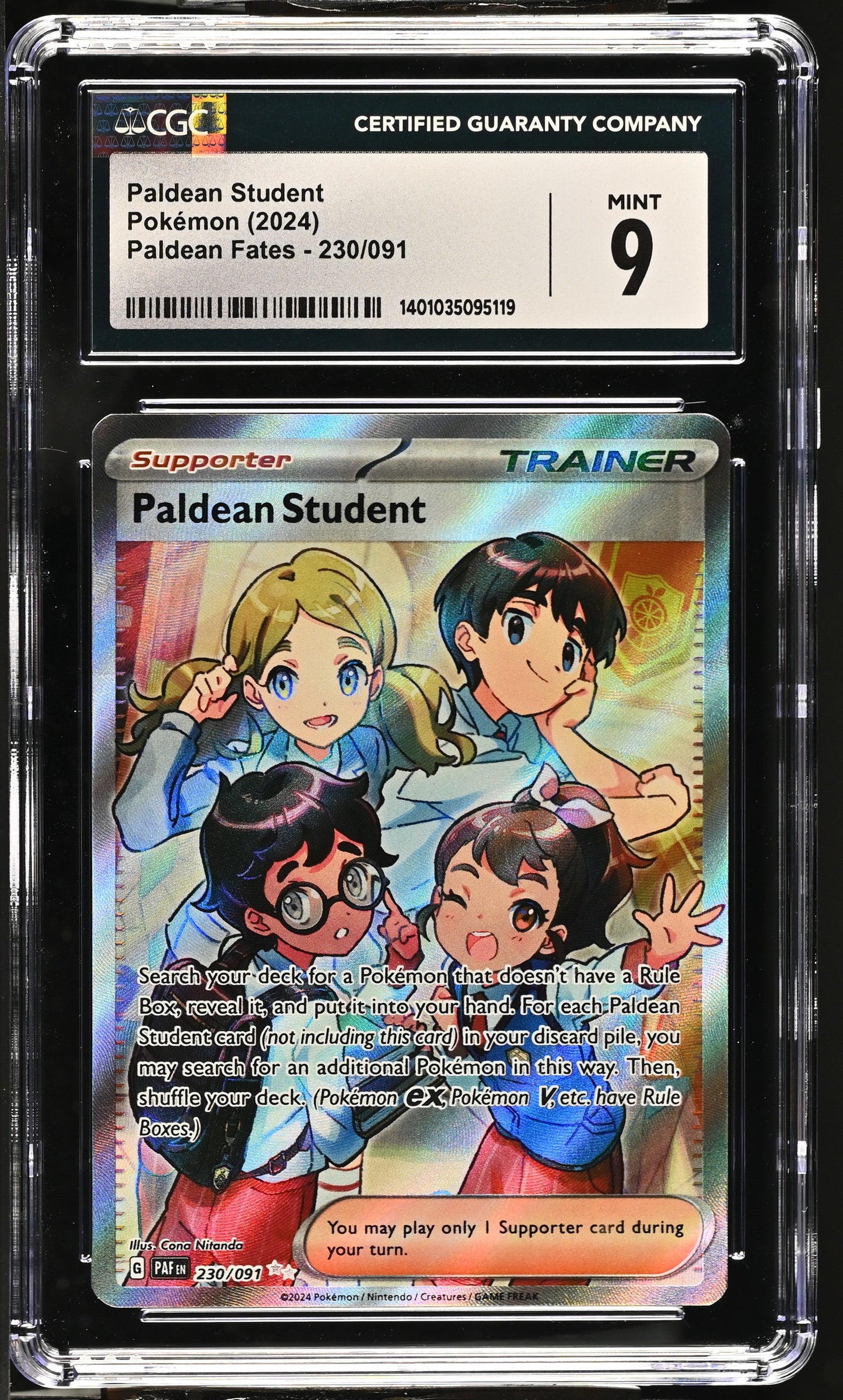 2024 Paldean Fates #230/091 Paldean Student CGC 9