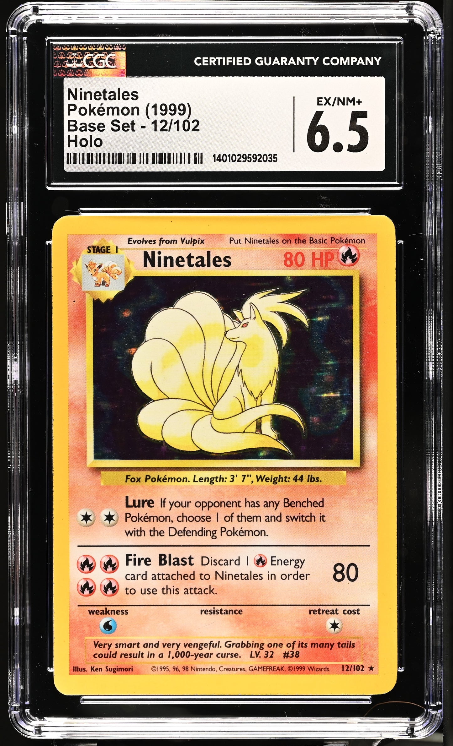 1999 Base Set #12/102 Ninetales CGC 6.5
