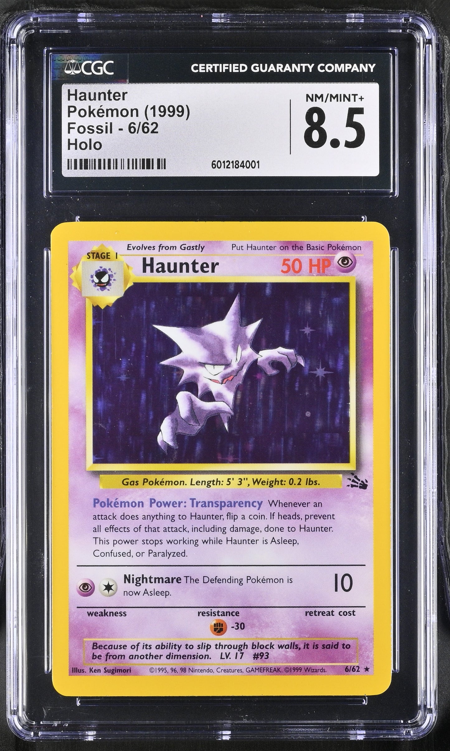 1999 Fossil #6/62 Haunter CGC 8.5