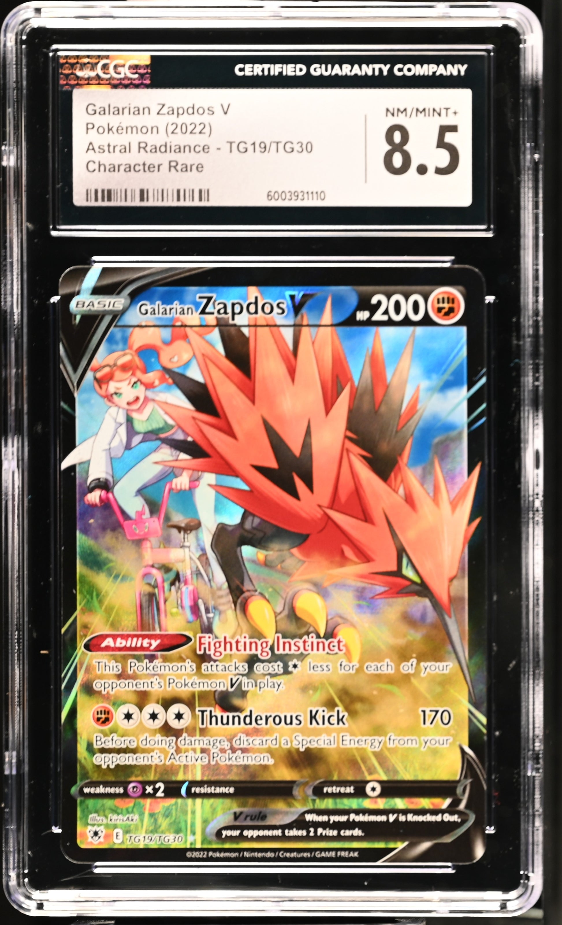 2022 Astral Radiance #TG19/TG30 Galarian Zapdos V CGC 8.5