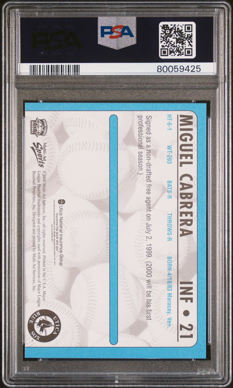 2000 Multi-Ad Utica Blue Sox #21 Miguel Cabrera Utica Blue Sox PSA 7