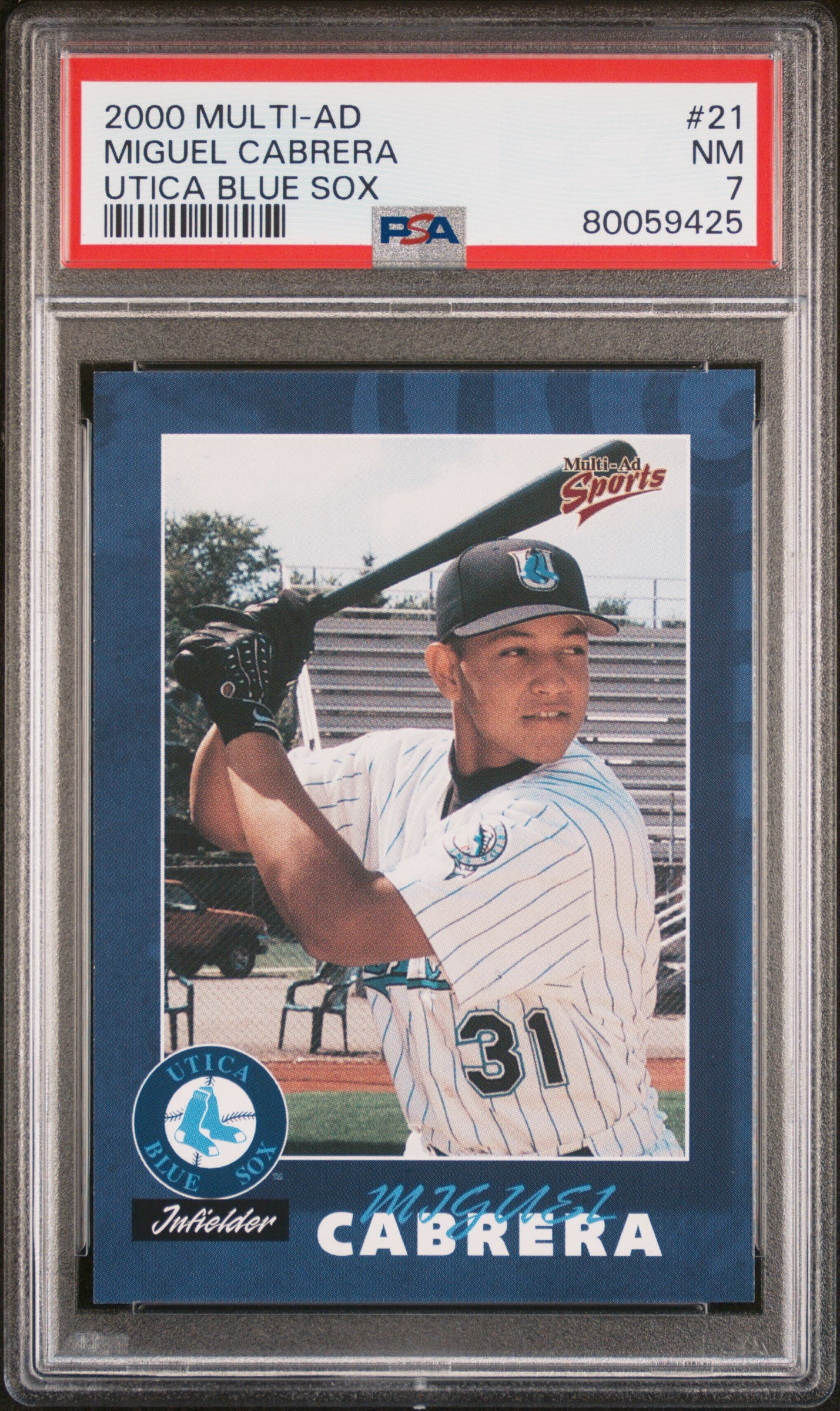 2000 Multi-Ad Utica Blue Sox #21 Miguel Cabrera Utica Blue Sox PSA 7