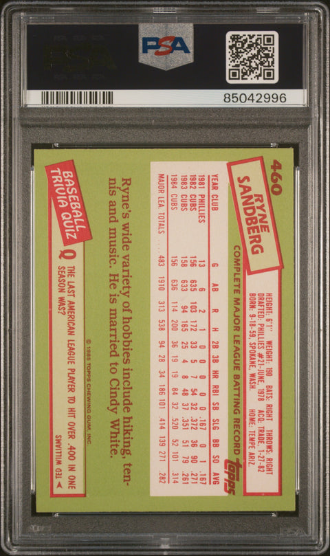 1985 Topps Tiffany #460 Ryne Sandberg PSA 8