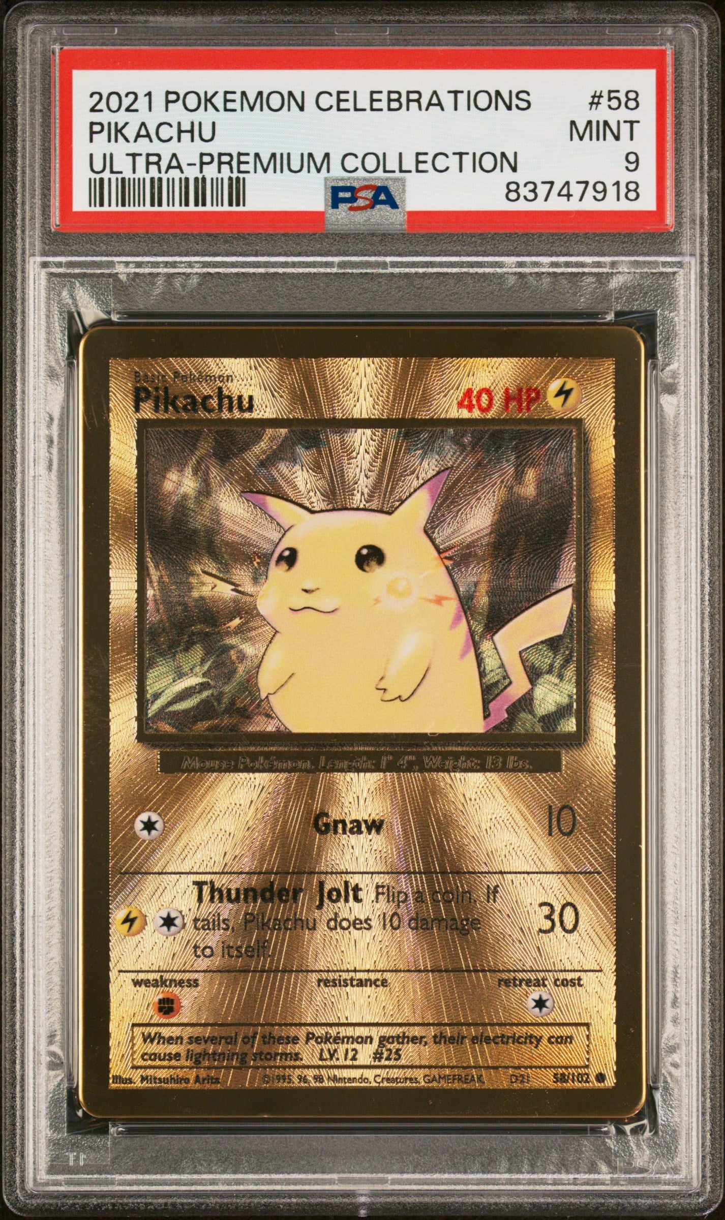 2021 Pokemon #58 Pikachu Ultra-Premium Collection PSA 9