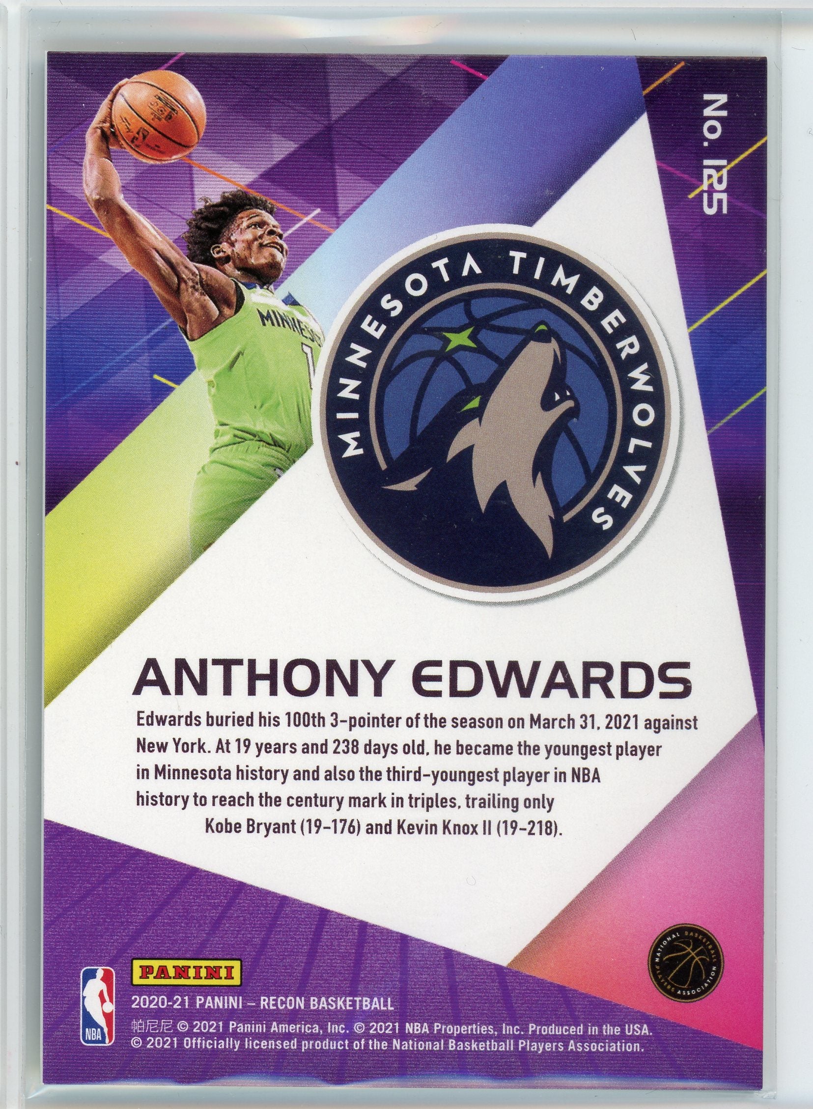 2020-21 Panini Recon #125 Anthony Edwards Purple